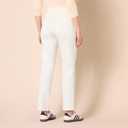Essentials Womens High-Rise Slim-Fit Full-Length Straight-Leg Khaki Pant, Eggshell White, Size 16