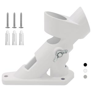 CQ Garden Flag Pole Holder for Outside House, 1.2~1.3 inch Diameter Aluminum Flag Pole Holder, 1.25 (1 1/4) Inch Flag Pole Bracket, 2-Position Flag Pole Mount (White)