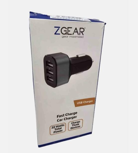 ZGEAR Fast Car Charger - Three USB Ports - 22W