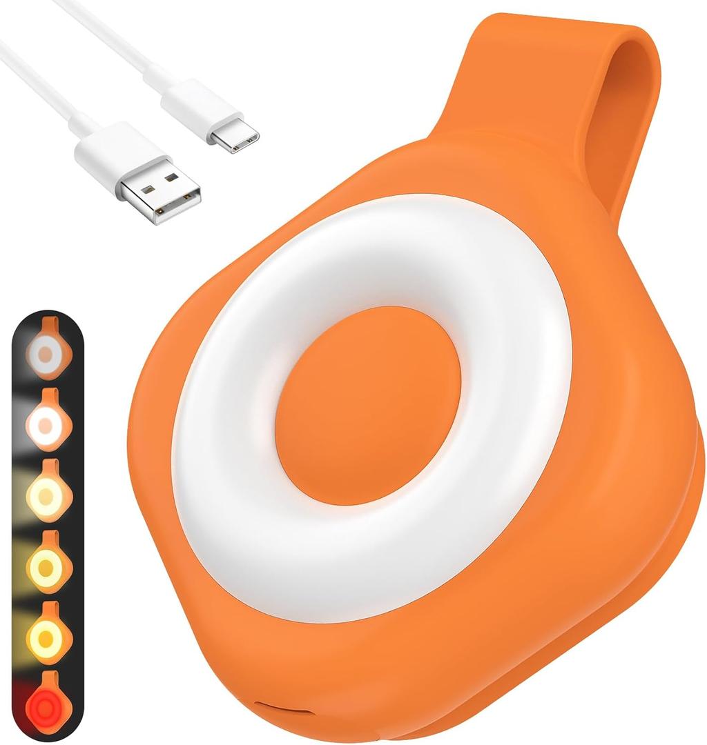Nurse Night Light Clip for Badge - Rechargeable Magnetic Badge Light with 6 Brightness & 3 Color Modes, Hands-Free Nurse Essentials for Night Shift, Purse Light for Walking, Camping Orange 1 Pack