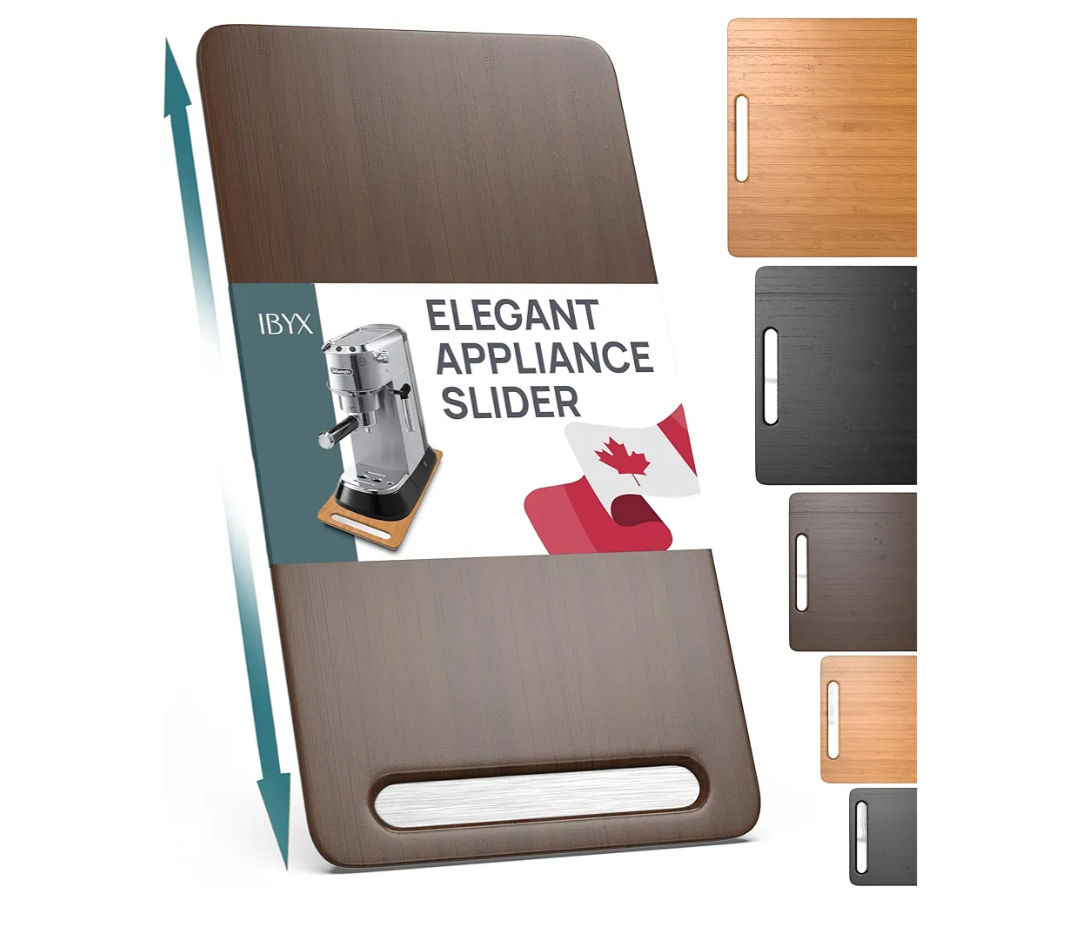 Ibyx Elegant Sliding Tray for Your Coffee Maker & Heavy Kitchen Appliances - Sturdy, Slides Easily from Under The Cabinet (Brown, 7.5”W x 14.5”D)