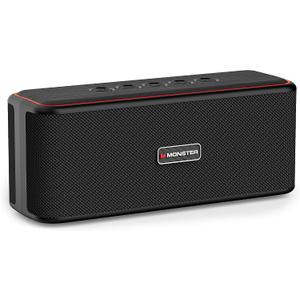 Monster Shock Plus Bluetooth Speaker, Portable Speaker with 30W Loud Stereo Sound, Bluetooth 6.0, TWS Pairing, 15H Playtime, Support AUX/TF Card, IPX6 Waterproof Wireless Speakers for Outdoor, Home