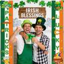 Ledinca St. Patrick's Day Door Banner Decorations 2 Pack, 72" x 12" St Patricks Day Irish Porch Signs, Shamrock Leprechaun Lucky Hanging Banners for Home Wall Front Porch Indoor Outdoor Party Decor