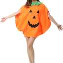 FEPITO 4Pcs Unisex Adult Halloween Pumpkin Costume Funny Halloween Costumes Orange Pumpkin Cosplay Party Clothes