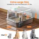 XXXXL Stainless Steel Litter Box with Lid,28.0" L 20" W 17" H Extra Large High Sided Cat Litter Box for Multi -Cats,Enclosed Metal Litter Box with Cat Scratcher and Scoop,Dark Gray