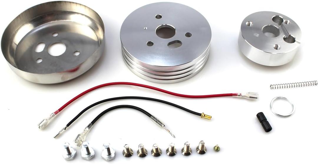 5 & 6 Hole Steering Wheel Polished Hub Adapter fit for Chevrolet Jeep Buick Pontiac Oldsmobile Silver,Billet Steering Wheel Hub Adapter