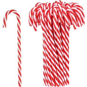 Hicarer 25 Pieces Christmas Plastic Candy Cane 5.9 Inch Christmas Tree Hanging Ornament Decoration Twisted Tree Candy Cane Ornament for Xmas Holiday Party Favor (Red and White)