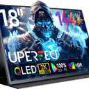 UPERFECT 18" QLED Portable Monitor, 2K 25601600, 144Hz Gaming Display, 500 Nits Brightness, FreeSync HDR, 100% DCI-P3, Ultra-Slim USB-C/HDMI Monitor for Laptop MacBook Phone Game Console, VESA Mount