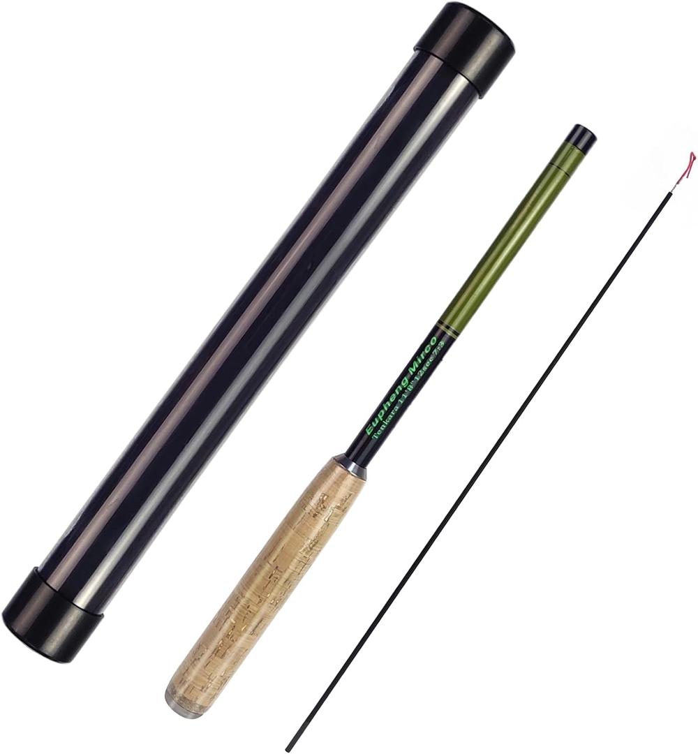 Eupheng Tenkara Fishing Rod, Black and Green, Portable Design with Cork Handle, Travel Case (10'0'' 10Sec)