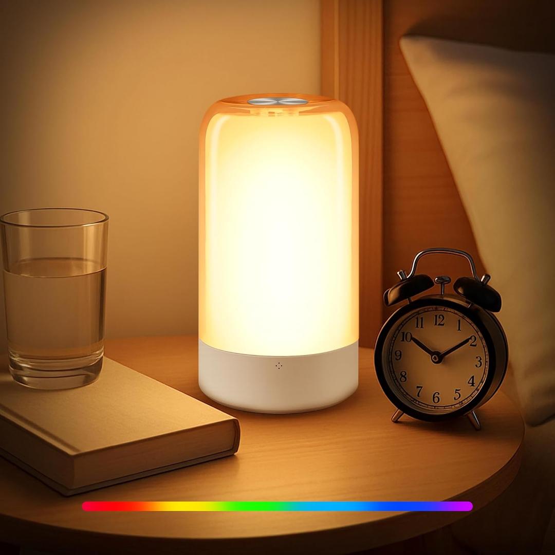 Small Touch Night Table Lamp for Bedroom Bedside Nightstand, Small Spaces Plug in Desk Light for Nursery/Ambient/Kids/Living Room