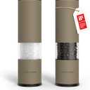 LARS NYSØM Salt and Pepper Grinder Set Manual, Stainless Steel Salt and Pepper Mills with Adjustable Ceramic Grinder I Design Spice Shakers (Taupe Brown)