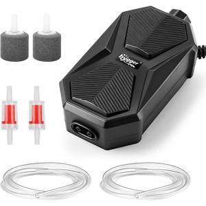hygger Aquarium Air Pump, Ultra Quiet Oxygen Aerator with Air Stone Airline Tubing Check Valve, Aquarium Fish Tank Air Bubbler for 3 to 79 Gallon Tank and Bucket