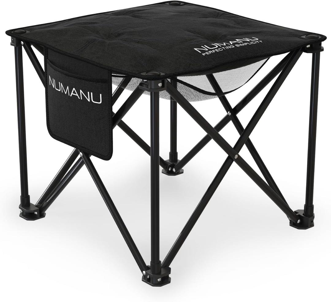 NUMANU Oversized Padded Camping Stool for Adults, Thick Padded 18.5" Heavy Duty Outdoor Camp Chairs with Anti-Slip Feet & Carry Bag, Folding Ottoman Foot Rest for Travel, Max 500lbs (1PK (1x Seat))