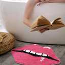 Panstar Pink Bathroom Rugs, Cute Lips Bath Mat Non Slip Lips Shaped Absorbent Bathtub Rug Bathroom Plush Shower Rugs, 1'6" x 2'1" 