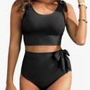Two Piece High Waisted Swimsuits - Women Tummy Control Bikini Modest Bathing Suit 2PC 2025, Size M