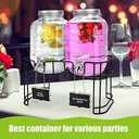1 Gallon Glass Drink Dispensers For Parties 2PACK.Beverage Dispenser,Glass Drink Dispenser With Stand And Stainless Steel Spigot 100% Leakproof.Lemonade Dispenser With Ice Cylinder, Laundry Detergent