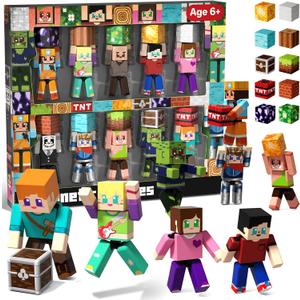 20 Pcs Magnetic Action Figures Playset - Magnetic Building Blocks, Magnet Cubes and Rotatable Figures Character Toys for Kids, STEM Toys, Birthday Gift for 3+ Year Old Boys Girls