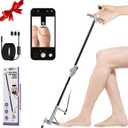 Long Handled Toenail Clippers with HD Endoscope & LED Light, 32" Foldable Aluminum, Adjustable Support Leg, Stainless Steel Blade for Thick Nails, for Seniors, Overweight and Arthritis Users