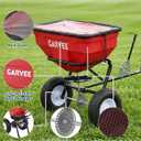 Tow Behind Broadcast Spreader, 130LBS, Universal Hooks Tow/Push Garden Spreader for UTV, ATV, 30 Adjustable Settings, 9.8 ft Spreading Width, Lawn Spreader for Seed, Fertilizer, Salt, Ice Melt