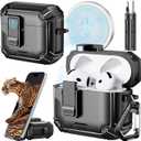 Inesore Compatible with AirPods 4th Case with Phone Stand & Cleaning Kit,Compatible with Magsafe,Magnetic Automatic Lock for Airpods 4 with Active Noise Cancellation Charging Cover (2024)