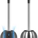 Toilet Brush and Holder 2 Pack, 304 Stainless Steel Toilet Brush with Extended and Durable Comfortable Brush Handle, Toilet Bowl Brush for Bathroom Toilet - Ergonomic, Pratical Durable (Silver)