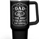 SANDJEST Dad 40 oz Stainless Steel Insulated Tumbler With Handle & Straw Lid for Dad on Fathers Day, Birthday, Christmas or Valentine's Day (Dad 3)