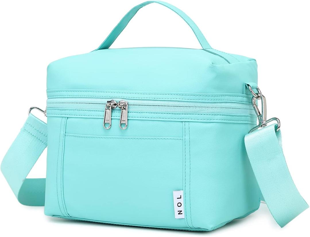 NOL Natural Organic Lifestyle Insulated Lunch Bags for Women Cooler Bag Lightweight Nylon Waterproof Lunch Box For WorkSmall, Cyan
