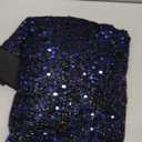 WDIRARA Men's Glitter Sequin Round Neck Sweatshirt Long Sleeve Solid Pullover Top (Blue, S)