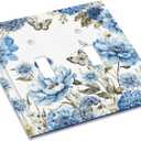 Decorative Outlet Cover Blue Iris Flowers Butterfly Botanical Floral Plant 2 Gang Wall Plate Double Toggle Light Switch Cover GFCI Receptacle Electrical Switchplate for Bathroom Bedroom2Pack
