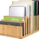 Bamboo Desk Shelf Mail Organizer,Wood 10 Slots Desk Organizers and Accessories for Document Book Mail Paper Bill Filing Tray Organizer, Office Organization File Binder Folder Holder Sorter for Desk