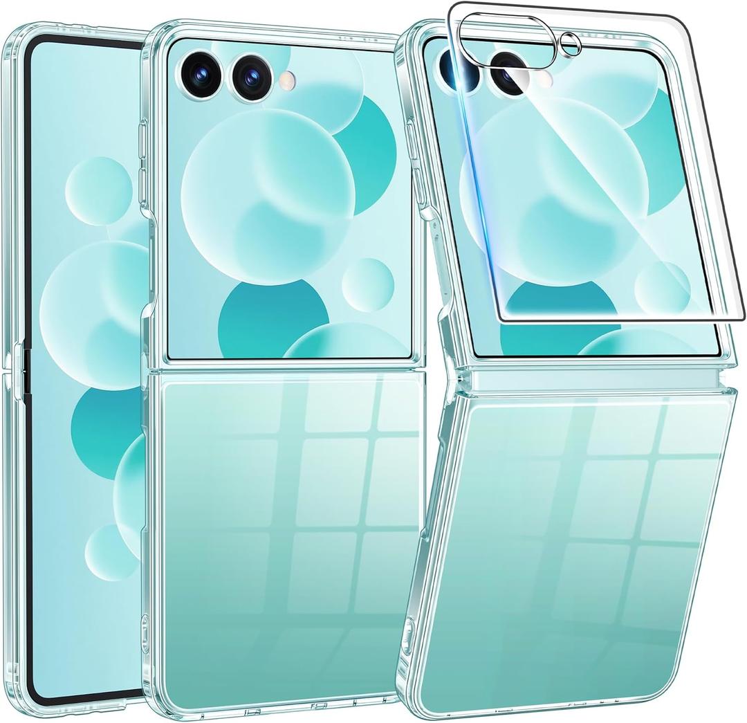 FNTCASE for Samsung-Galaxy Z-Flip-7 Clear Case: Military Grade Drop Protection Anti Yellowing Cell Phone Cover - Rugged Shockproof Protective Bumper Transparent Phonecase