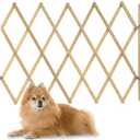 Expandable Wooden Dog Gate, Retractable Accordion Pet Gate, Small Medium Pet Dog Fence Safety Protection for Doorway Stairs Patio Garden Lawn