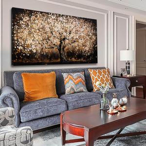 NBAODAN Black and Gold Wall Decor for Bedroom Tree Art Prints Brown Home Wall Decor Large Wall Art for Office Landscape Canvas Painting 24"x48"