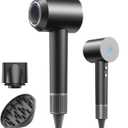 Hair Dryer - 110,000 RPM Professional Hair Dryer with Diffuser, Ionic Blow Dryer, 8 Wind Modes, Magnetic Nozzles, Fast Drying for All Hair Types - Valentine s Day Gifts for Her Women Self Care Gifts (Black)