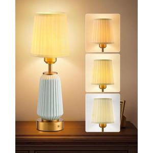 JACKYLED New Upgraded Rechargeable Table Lamps,5400mAh Battery Operated Cordless Table Lamp,Portable Indoor/Outdoor Desk Lamp,Modern Ceramic Lamp for Dinning Room,Bedroom, Bar,Patio