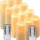 Hausware Flameless Candles 12 Pack, 4"-7" Flickering LED Pillars with Remote Timer & Waterproof, Battery Operated for Outdoor Lanterns Indoor Decor