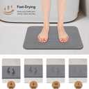 Stone Bath Mat, Diatomaceous Earth Shower Mat, Non-Slip Super Absorbent Quick Drying Bathroom Floor Mat, 2Pack,Grey, Pattern 1