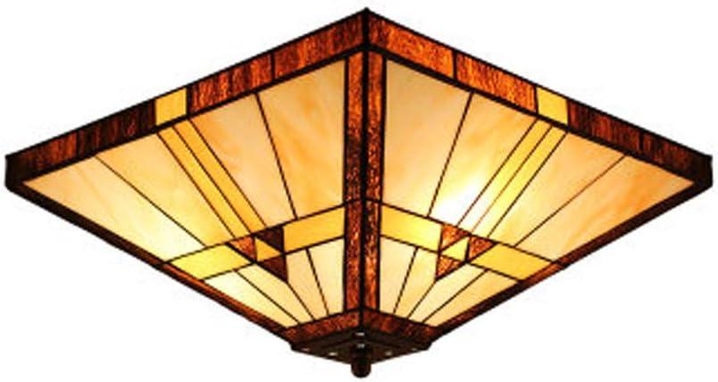 RUNNUP Mission Style Ceiling Mount Lighting Creative Ceiling Fixture Special Decoration Stained Glass Drop Ceiling Lighting for Living Room,Corridor, Bedroom 11.81inch