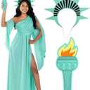 Morph Adult Statue of Liberty Costume Women - Lady Liberty Statue Costume Dress Woman Halloween Costumes For Women (X-Large)