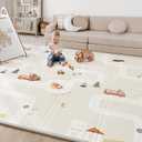 Baby Play Mat, Reversible Baby Girl Play Mat for Floor, Foam Padded Playmats for Babies and Toddlers, Large Foldable 78"x70" Waterproof Baby Crawling Mat for Indoor&Outdoor&Travel(70*78*0.4) (City&Bus)
