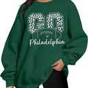 LUKYCILD Game Day Sweatshirt Football Shirt: Women Sunday Funday Football Season Long Sleeve Shirt Soccer Fans Pullover
