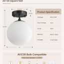 Majade Semi Flush Mount Ceiling Light 6" Globe Mid Century Modern Light Fixture Milk Glass with Matte Black Finish Light Fixtures for Hallway Entryway Kitchen Island Closet Laundry Bathroom
