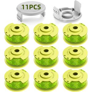 YWTESCH Trimmer String for Ryobi One Plus+ AC80RL3,11 FT/0.080-InchSpool Replacement Compatible with Ryobi 18v, 24v, and 40v Cordless Trimmers (9 Pack Trimmer Line & 2 Pack Trimmer Cap)