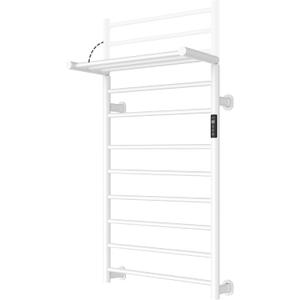 Heated Towel Rack Foldable Dual-Zone Timer No-Drill Matte White CA3