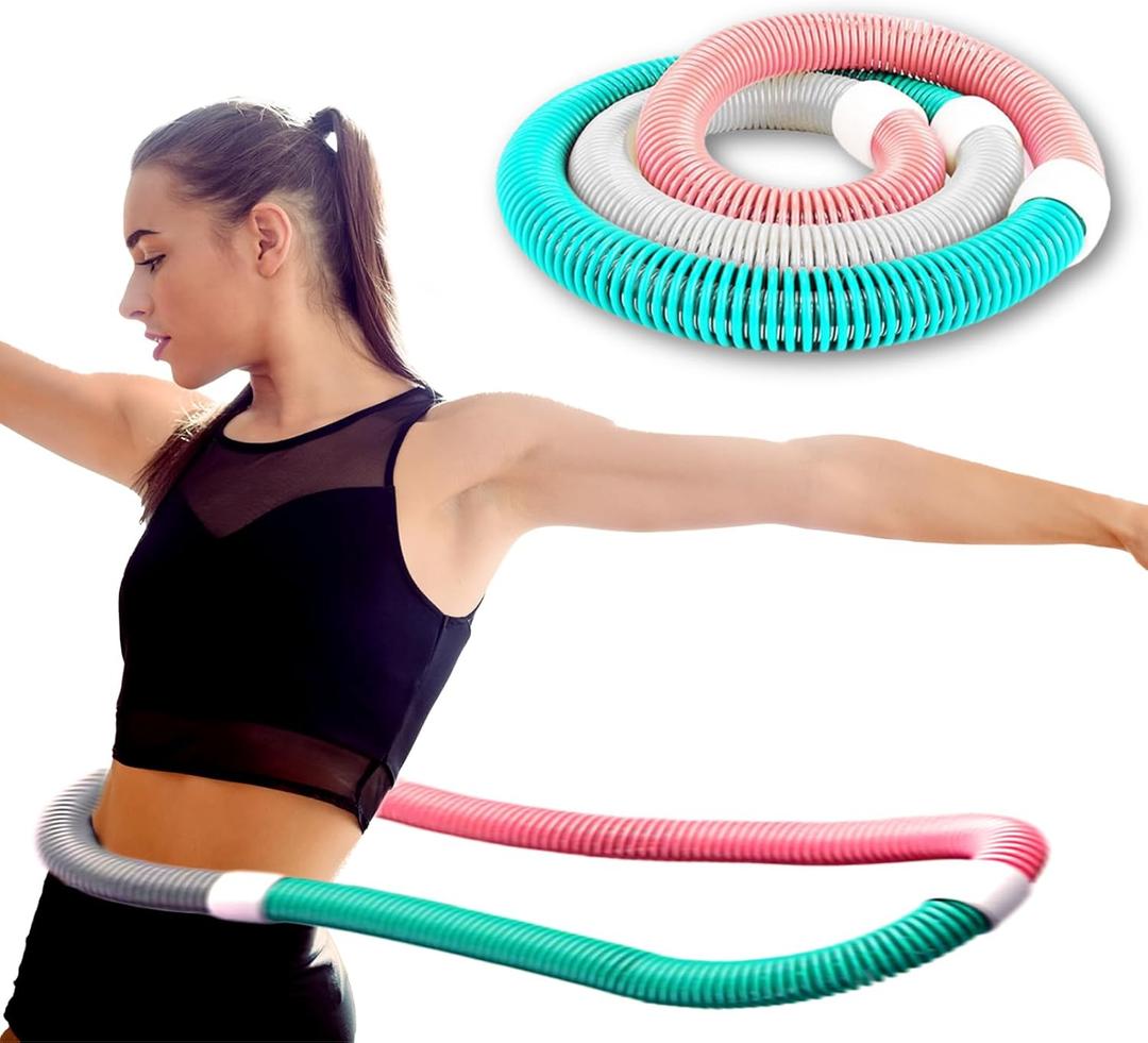 Weighted Soft Hula Hoop for Adult Fitness, Weight Loss, Exercise  3.3 lbs Weighted Spring Hula Hoop, Higher Calorie Burn, No Bruising, Multiple Workout Styles, Easy to Pack, Upgraded Design