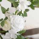 Ling's moment 8 Wedding Chair Decorations Aisle Pew Church Artificial Flowers Greenery Swag White Sage Green Bench Ceremony Reception Floral Faux Backdrop Rose Arrangements Party Outdoor Decorations