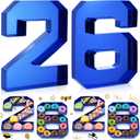 2 Pcs 10" 26 Cardboard Charcuterie Numbers Fillable Graduation Board Number Large Fillable Numbers 2026 Letters Trays for Food Chocolate Candy School Congrats Grad Party Supplies(Blue)