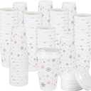 100 Pcs 16 oz Christmas Coffee Cups with White Lids Snowflake Disposable Paper Cups Bulk Insulated Hot Cocoa Cup for Tea Beverage Picnics Family Gatherings Xmas Holiday Party Supplies