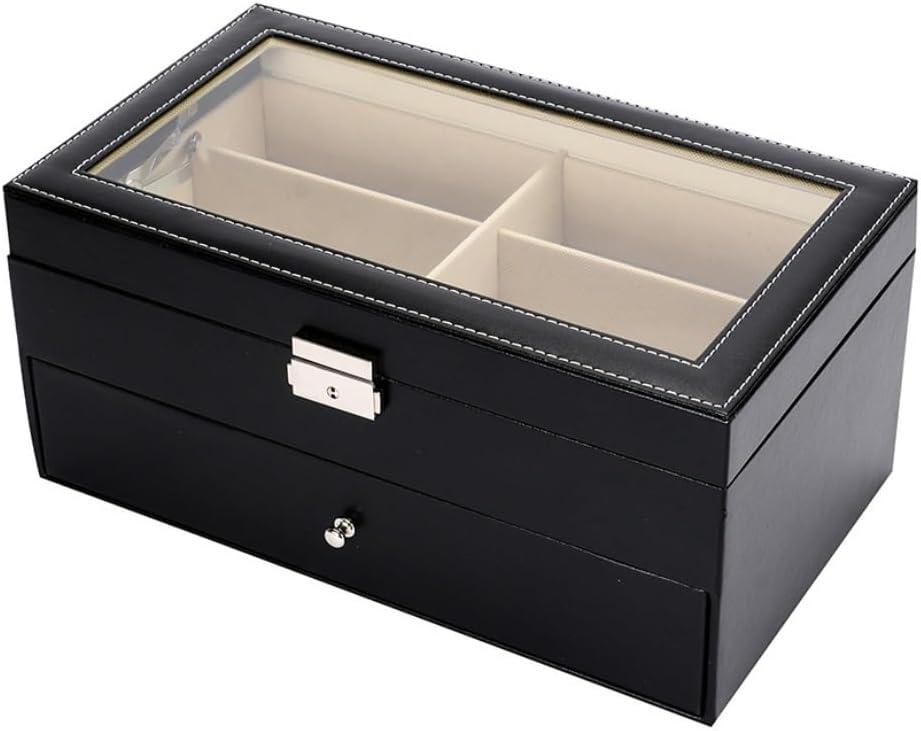 Jewelry Box Double Layer Glasses Storage Box 12 Compartments Sunglasses Display Box Packaging Box Glasses Storage Box jewlery box (Black)