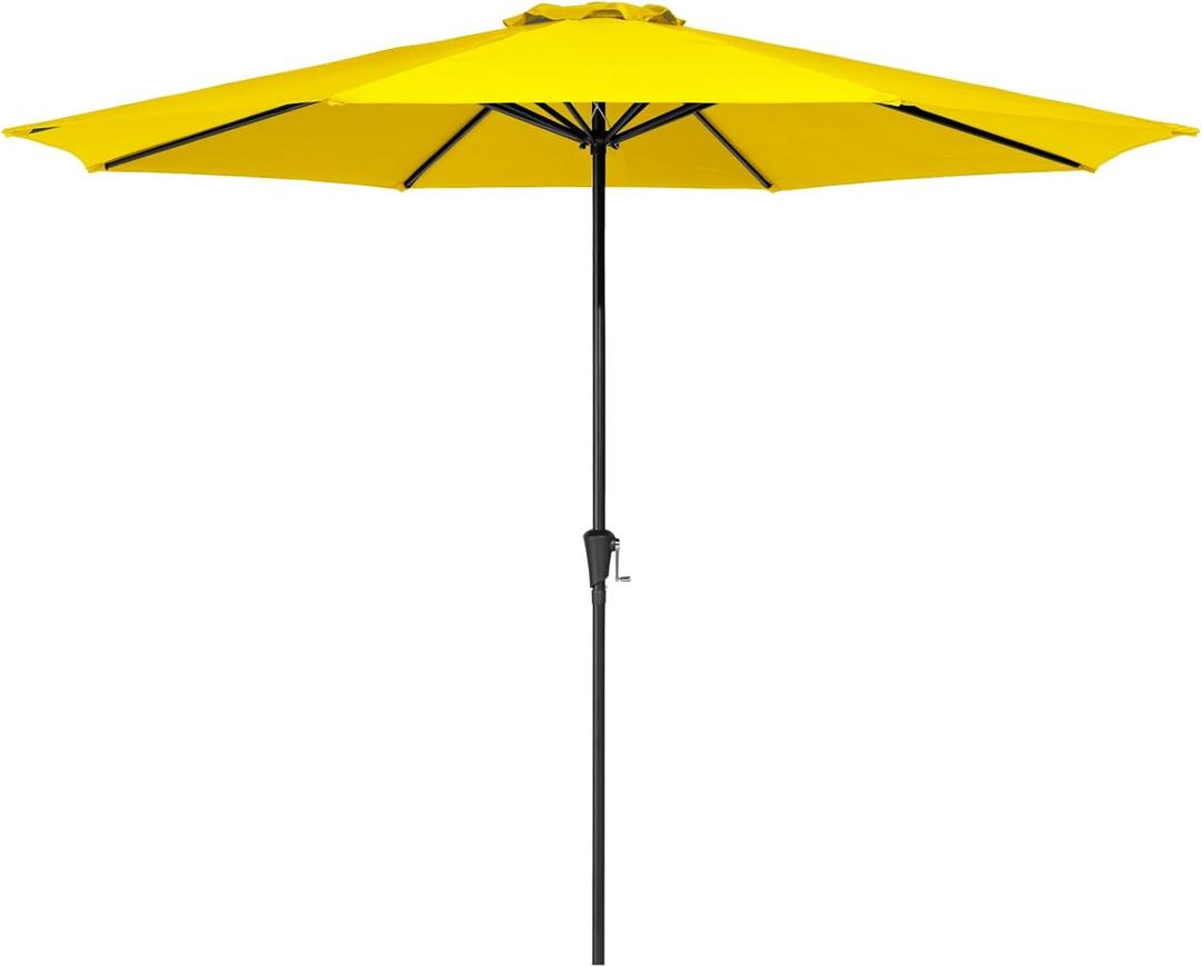 MEWAY 11ft Patio Umbrella Market Table Umbrella with Crank and 8 Sturdy Ribs Outdoor Umbrella for Deck,Garden,Pool and Backyard, Yellow